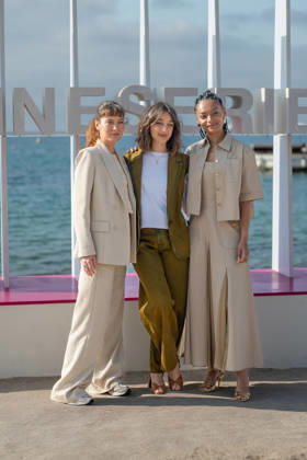 Erika Sainte, Zoi Severin and Philypa Phoenix attend the Zodiaque photocall in Hotel Majestic Beach during 9th CanneSeries festival in Cannes, France on April 28, 2026 Photo by Loran Mafar Starface 455461 2026 04 28 Cannes France  Copyright: xLoranxMafarx xStarfacex STAR_455461_080