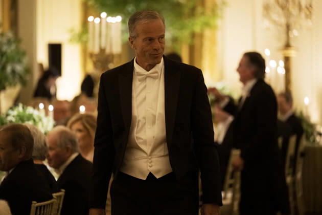 Guests, including Senate Majority Leader John Thune (R-SD) are seen as President Donald Trump hosts a state dinner with Great Britain s King Charles and Queen Camilla at the White House on Tuesday, April 28, 2026 in Washington, D.C. Charles spoke to a joint session of Congress earlier in the day, and attended several events with U.S. President Donald Trump.  WAX20260428233 CraigxHudson