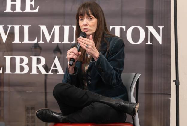 April 28, 2026, Wilmington, De, U.S.A.: American actress and advocate MACKENZIE PHILLIPS speaks during a free event held in recognition of Childhood Sexual Abuse Awareness Month, sharing her lived experiences and emphasizing awareness, understanding and healing Tuesday, April 28, 2026, at the Wilmington Public Library in Wilmington, Del. Wilmington U.S.A. - ZUMAs124 20260428_fap_s124_002 Copyright: xSaquanxStimpsonx