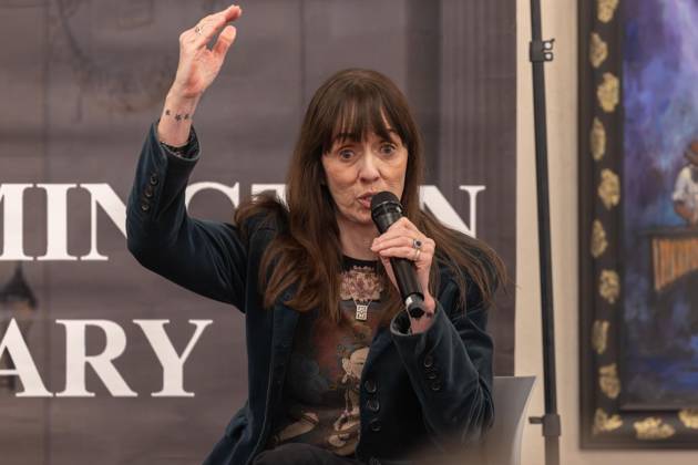 April 28, 2026, Wilmington, De, U.S.A.: American actress and advocate MACKENZIE PHILLIPS speaks during a free event held in recognition of Childhood Sexual Abuse Awareness Month, sharing her lived experiences and emphasizing awareness, understanding and healing Tuesday, April 28, 2026, at the Wilmington Public Library in Wilmington, Del. Wilmington U.S.A. - ZUMAs124 20260428_fap_s124_003 Copyright: xSaquanxStimpsonx