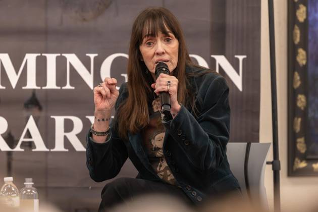April 28, 2026, Wilmington, De, U.S.A.: American actress and advocate MACKENZIE PHILLIPS speaks during a free event held in recognition of Childhood Sexual Abuse Awareness Month, sharing her lived experiences and emphasizing awareness, understanding and healing Tuesday, April 28, 2026, at the Wilmington Public Library in Wilmington, Del. Wilmington U.S.A. - ZUMAs124 20260428_fap_s124_009 Copyright: xSaquanxStimpsonx