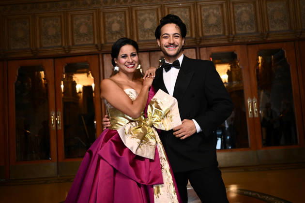 OPERA AUSTRALIA 70TH ANNIVERSARY, Australian soprano Stacey Alleaume (left) and and Tongan tenor Filipe Manu pose for a photo after performing for the public as part of Opera Australia™s 70th anniversary at the on the steps of the Regent Theatre in Melbourne, Wednesday, April 29, 2026. ( NO ARCHIVING MELBOURNE VICTORIA AUSTRALIA  Copyright: xJOELxCARRETTx 20260429173628883299