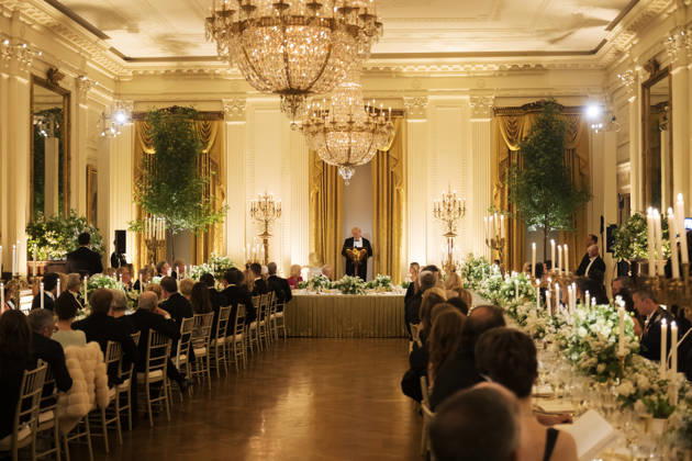 April 28, 2026, Washington, District Of Columbia, USA: WASHINGTON, DC - APRIL 28: President Donald Trump gives remarks during a state dinner with Great Britain™s King Charles and Queen Camilla at the White House on Tuesday, April 28, 2026 in Washington, D.C. Charles spoke to a joint session of Congress earlier in the day, and attended several events with U.S. President Donald Trump Washington USA - ZUMAs152 20260428_faa_s152_298 Copyright: xCraigxHudsonx-xPoolxviaxCNPx