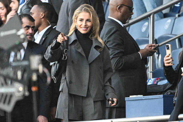 UEFA Champions League - Celebrities in the Stands Caroline Daur during the UEFA Champions League semi-final first leg football match between Paris Saint-Germain (PSG) and Bayern Munich at the Parc des Princes in Paris on April 28, 2026. Photo by Florian Poitout ABACAPRESS.COM Paris Ile-de-France France  Copyright: xPoitoutxFlorian ABACAx