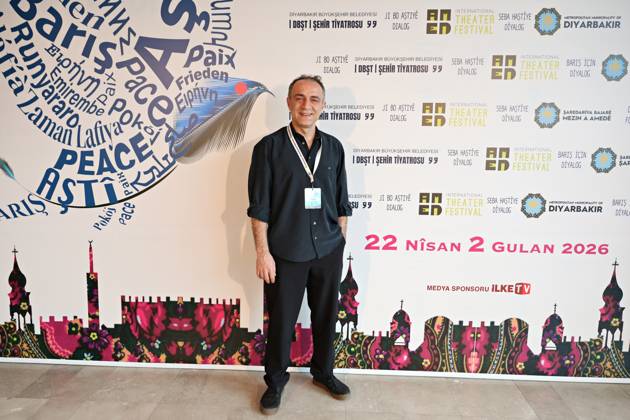 April 29, 2026, Diyarbakir, Turkey: Famous Kurdish theater actor Yavuz Akkuzu seen in front of the festival billboard. The 11th Amed International Theater Festival, organized by the Diyarbakir Metropolitan Municipality and the Amed City Theater from April 22 to May 2, featured theater companies from 19 countries and 22 performances. Diyarbakir Turkey  - ZUMAs197 20260429_aab_s197_028 Copyright: xMehmetxMasumxSuerx