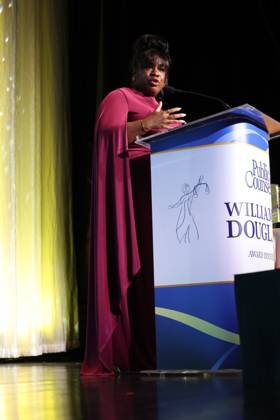 BEVERLY HILLS, CALIFORNIA - APRIL 29: Uzo Aduba speaks at the Public Counsel Awards Dinner on April 29, 2026 in Beverly Hills, California. Copyright: xAdMediax MediaPunchx