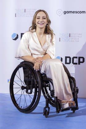 Kristina Vogel bei der Verleihung des Deutschen Computerspielpreises 2026 im Herkulessaal der Residenz. München, 29.04.2026