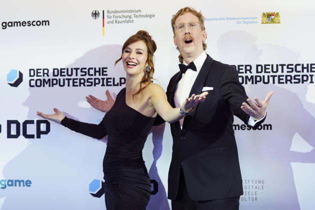 Katrin Bauerfeind und Uke Bosse bei der Verleihung des Deutschen Computerspielpreises 2026 im Herkulessaal der Residenz. München, 29.04.2026