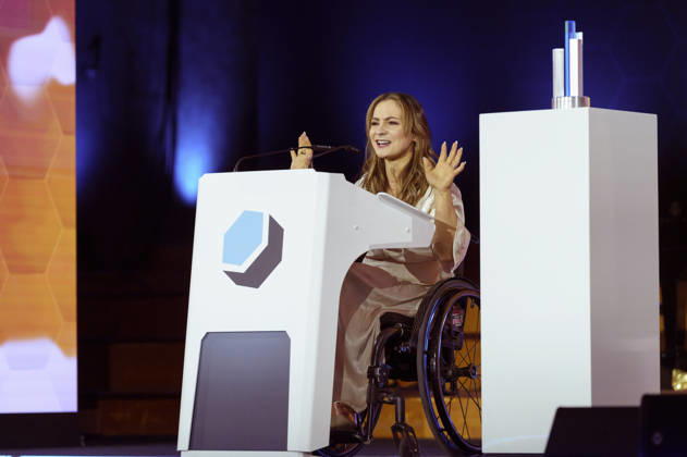 Kristina Vogel bei der Verleihung des Deutschen Computerspielpreises 2026 im Herkulessaal der Residenz. München, 29.04.2026