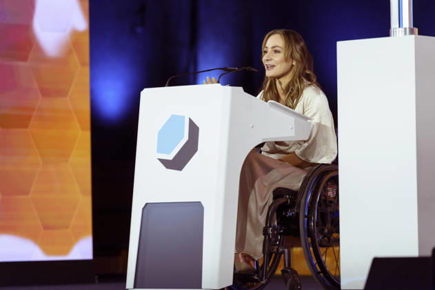 Kristina Vogel bei der Verleihung des Deutschen Computerspielpreises 2026 im Herkulessaal der Residenz. München, 29.04.2026