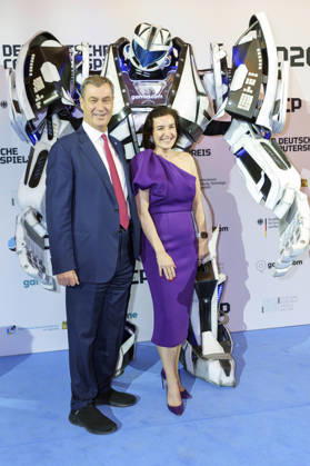 Markus Söder und Dorothee Bär bei der Verleihung des Deutschen Computerspielpreises 2026 im Herkulessaal der Residenz. München, 29.04.2026