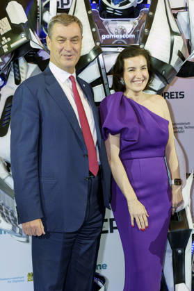 Markus Söder und Dorothee Bär bei der Verleihung des Deutschen Computerspielpreises 2026 im Herkulessaal der Residenz. München, 29.04.2026