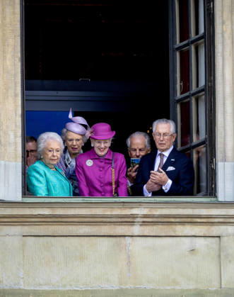 30-04-2026 Outer Princess Christina Mrs Magnusson, Princess Benedicte, Queen Margrethe and Tord Magnusson attend the Swedish Armed Forces tribute on the Outer Courtyard of the Royal palace as part of the celebrations of King Carl Gustafs 80th birthday in Stockholm, Sweden. Â  Copyright: xPPEx