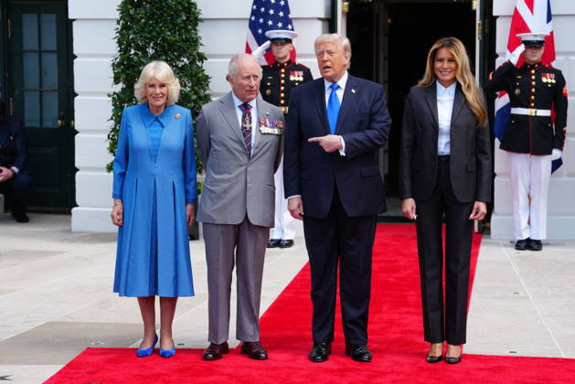Trumps Bid Farewell to King Charles III and Queen Camilla United States President Donald J Trump and first lady Melania Trump host a Farewell with King Charles III of the United Kingdom of Great Britain and Northern Ireland and Queen Camilla on the South Portico of the White House in Washington, DC, USA, on Thursday, April 30, 2026. From left to right: Queen Camilla, King Charles III, President Trump, Melania Trump. Photo by Aaron Schwartz Pool ABACAPRESS.COM Washington District of Columbia United States  Copyright: xPool ABACAx