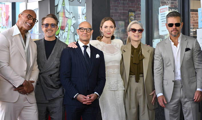 Stanley Tucci and Emily Blunt Honored with Star on Hollywood Walk of Fame Dwayne Johnson, Robert Downey Jr., Stanley Tucci, Emily Blunt, Meryl Streep and Matt Damon at Stanley Tucci and Emily Blunt™s Hollywood Walk of Fame Star ceremony on April 30, 2026 in Hollywood, CA. Hollywood Hollywood Walk of Fame California USA Copyright: xLisaxOConnorx xAFF-USA.comx