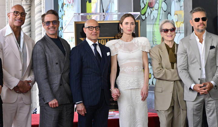 Stanley Tucci and Emily Blunt Honored with Star on Hollywood Walk of Fame Dwayne Johnson, Robert Downey Jr., Stanley Tucci, Emily Blunt, Meryl Streep and Matt Damon at Stanley Tucci and Emily Blunt™s Hollywood Walk of Fame Star ceremony on April 30, 2026 in Hollywood, CA. Hollywood Hollywood Walk of Fame California USA Copyright: xLisaxOConnorx xAFF-USA.comx