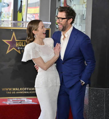 Actor Emily Blunt is joined by her husband John Krasinski during a double unveiling ceremony honoring Blunt and actor Stanley Tucci with the 2,841st and 2,842nd star respectively on the Hollywood Walk of Fame in Los Angeles on Thursday, April 30, 2026.  LAP2026043019 JIMxRUYMEN