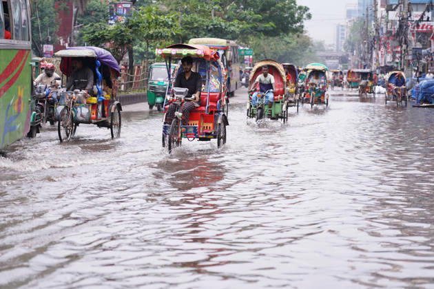 May 1, 2026, Dhaka, Dhaka, Bangladesh: DHAKA, BANGLADESH †May 1, 2026: After several hours of continuous rainfall, many small and major roads across the capital Dhaka were submerged, with water levels ranging from knee-deep to waist-deep in some areas. People forced to leave their homes for work faced severe difficulties, disrupting normal city life. Stray dogs and other animals were also left vulnerable in the flooded conditions. In many cases, clogged manholes filled with plastic waste and debris obstructed drainage systems, leading to widespread waterlogging. Dhaka Bangladesh - ZUMAk185 20260501_zip_k185_047 Copyright: xRubelxKarmakerx