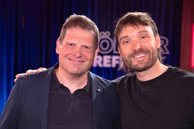 von links: Jan ULLRICH, ehem. Radrennfahrer, Rick ZABEL, ehem. Radrennfahrer, zu Gast in der Sendung ,,Koelner Treff,, im WDR Fernsehen, 30.04.2026.