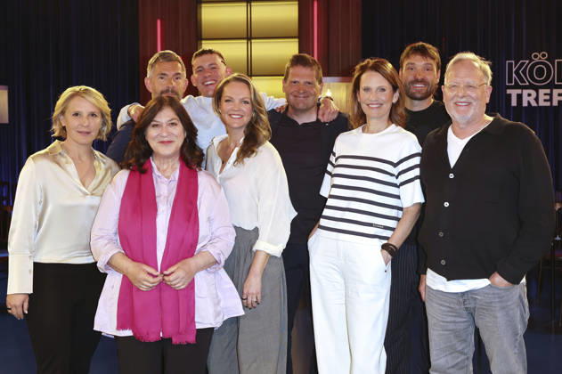 Susan Link, Micky Beisenherz, Eva Mattes, Jerry Vsan, Eva Brenner, Jan Ullrich, Katrin Mueller-Hohenstein, Rick Zabel und Dietrich Grönemeyer bei der Aufzeichnung der WDR-Talkshow Kölner Treff im WDR Studio BS 3. Köln, 30.04.2026