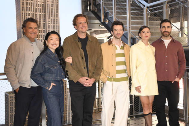 NEW YORK, NY - MAY 1: Ted McGinley, Sherry Cola, Jason Segel, Michael Urie, Lukita Maxwell and Brett Goldstein pictured as Apple TV™s Shrinking cast visit the Empire State Building in celebration of Its Third Season on May 1, 2026 in New York City. Copyright: xmpi099 MediaPunchx