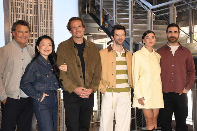 NEW YORK, NY - MAY 1: Ted McGinley, Sherry Cola, Jason Segel, Michael Urie, Lukita Maxwell and Brett Goldstein pictured as Apple TV™s Shrinking cast visit the Empire State Building in celebration of Its Third Season on May 1, 2026 in New York City. Copyright: xmpi099 MediaPunchx