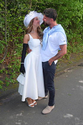 Umut Tekin mit Freundin Lena Goldstein beim BILD-RENNTAG auf der Trabrennbahn in Gelsenkirchen am 01.05.2026