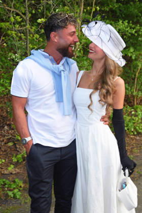 Umut Tekin mit Freundin Lena Goldstein beim BILD-RENNTAG auf der Trabrennbahn in Gelsenkirchen am 01.05.2026