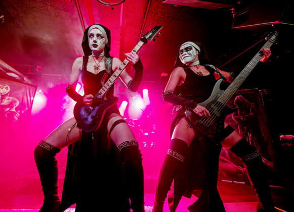 May 1, 2026, Manchester, United Kingdom: LAMIA ( Guitar ) And NIXE (bass) of Dogma, a female Rock band, performing at Club Academy, Manchester UK Manchester United Kingdom  - ZUMAp211 20260501_aap_p211_005 Copyright: xAndyxVonxPipx