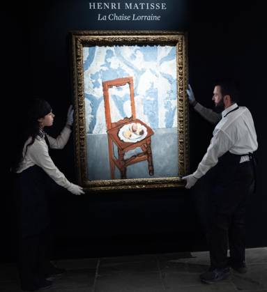 May 1, 2026, Bronx, New York, USA: Auction assistants pose with Henri Matisse La Chaise Lorraine during May Marquee Modern & Contemporary Auctions press preview at Sotheby s The Breuer in New York, NY on May 1, 2026. Bronx USA - ZUMAr339 20260501_znp_r339_027 Copyright: xLevxRadinx