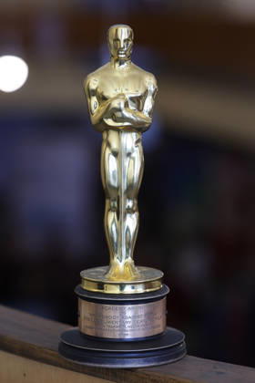 Russian co-director and lead actor Pavel Pasha Talankin (not pictured) presents Oscar statuette for his film Mr. Nobody Against Putin, which was lost on his flight back from the United States to Germany. Pavel Talankin is guest at the Cinema on the Border film festival in Tesin, Poland, May 3, 2026. (CTKxPhoto PetrxSznapka) CTKPhotoP2026050303169  CTKPhotoP2026050303169
