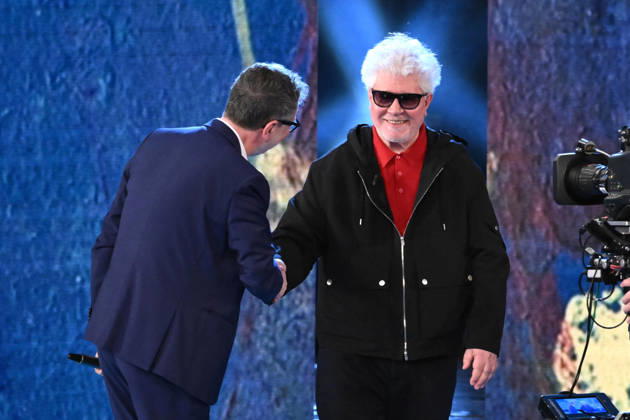 Milan, TV show Che Tempo Che Fa - Nove. Pictured are Fabio Fazio and Pedro Almodovar.  Copyright: xTeCox xipa-agency.netx xComi Terenghix IPA_Agency_IPA74419996