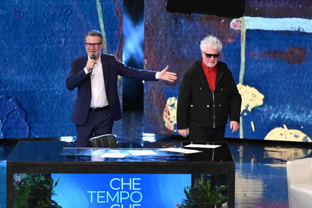 Milan, TV show Che Tempo Che Fa - Nove. Pictured are Fabio Fazio and Pedro Almodovar.  Copyright: xTeCox xipa-agency.netx xComi Terenghix IPA_Agency_IPA74419998