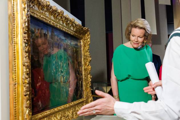 Queen Mathilde of Belgium pictured during a royal visit to the BRUSK arts center in Brugge, Monday 04 May 2026. BRUSK is set to open for the public on 8 May.  KURTxDESPLENTER 172827051