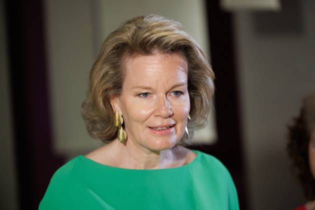 Queen Mathilde of Belgium pictured during a royal visit to the BRUSK arts center in Brugge, Monday 04 May 2026. BRUSK is set to open for the public on 8 May.  KURTxDESPLENTER 172827071