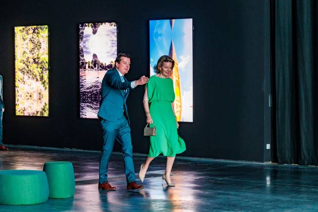 Queen Mathilde of Belgium pictured during a royal visit to the BRUSK arts center in Brugge, Monday 04 May 2026. BRUSK is set to open for the public on 8 May.  KURTxDESPLENTER 172827124