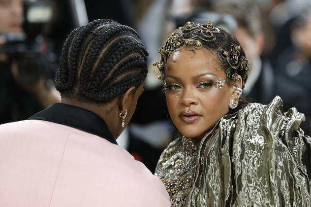 Rihanna and A$AP Rocky arrive on the red carpet for the 2026 Met Gala celebrating Costume Art at The Metropolitan Museum of Art on Monday, May 4, 2026 in New York City.  NYP202605045007 JOHNxANGELILLO