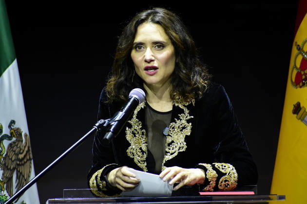 The President of the Community of Madrid, Isabel Diaz Ayuso, speaks during the meeting â€oeCelebration of Evangelization and Miscegenation in Mexico: Malinche and Cortes,†as part of her Working visit to Mexico at Fronton Mexico. on May 4, 2026, in Mexico City, Mexico. Mexico City Mexico - ZUMAe321 20260504_zia_e321_011 Copyright: xLuisxBarronx