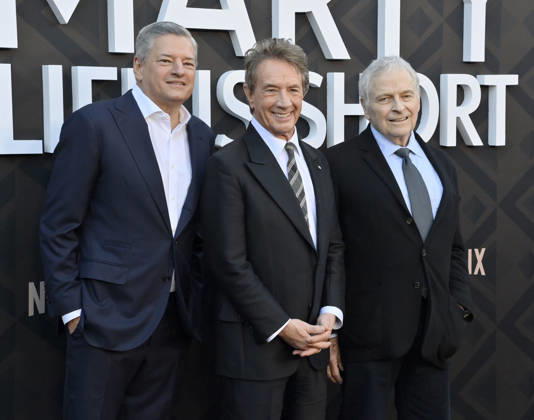 Ted Sarandos, Martin Short and Lawrence Kasden (L-R) attend the premiere of Netflix s documentary Marty Life Is Short at the Egyptian Theatre in the Hollywood section of Los Angeles on Wednesday, May 6, 2026. Storyline: The definitive documentary on comedian Martin Short, exploring his career across film, television, theater and comedy.  LAP2026050624 JIMxRUYMEN