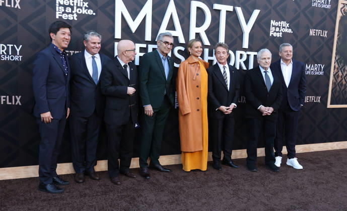 Arrivals for the Los Angeles premiere of Netflix s Marty, Life Is Short at The Egyptian Theatre Featuring: Dan Lin, Kate Hudson, Adam Del Deo, Eugene Levy, Ted Sarandos, Martin Short, Paul Shaffer, Lawrence Kasdan Where: Los Angeles, California, United States When: 06 May 2026 Credit: Faye s Vision Cover Images EDITORIAL USE ONLY. NOT FOR USE BY NEWSPAPERS BASED IN THE UK. Copyright: xx coverimg55669539
