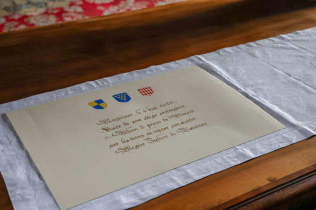Prince Albert II Visit To Montresor S.A.S. Prince Albert II of Monaco visits Montrésor, Indre-et-Loire, France on May 6, 2026, following the footsteps of one of his ancestors, Imbert de Batarnay (1438-1523). Welcomed by the prefect of Indre-et-Loire and Frédéric Gaultier, mayor of Montrésor, the Sovereign Prince visited the collegiate church where Imbert de Batarnay rests before touring the château and addressing the local population gathered in the park. Photo by Pascal Avenet ABACAPRESS.COM Montresor Indre-et-Loire (37) France  Copyright: xAvenetxPascal ABACAx