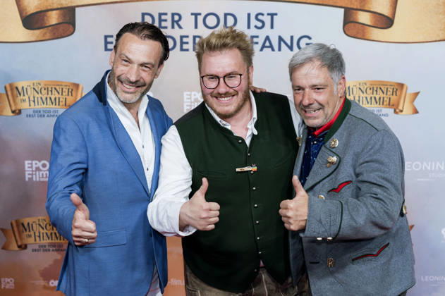 Manfred Stecher, Kay Simon und Christian Swoboda bei der Premiere des Kinofilms Ein Münchner im Himmel - Der Tod ist erst der Anfang im Mathäser Filmpalast. München, 06.05.2026
