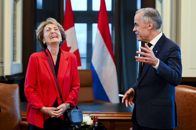 May 7, 2026, Ottawa, On, Canada: Prime Minister Mark Carney meets with Princess Margriet of the Netherlands in his West Block office during an official visit in Ottawa, on Thursday, May 7, 2026. Ottawa Canada  - ZUMAc35_ 20260507_zaf_c35_057 Copyright: xSpencerxColbyx