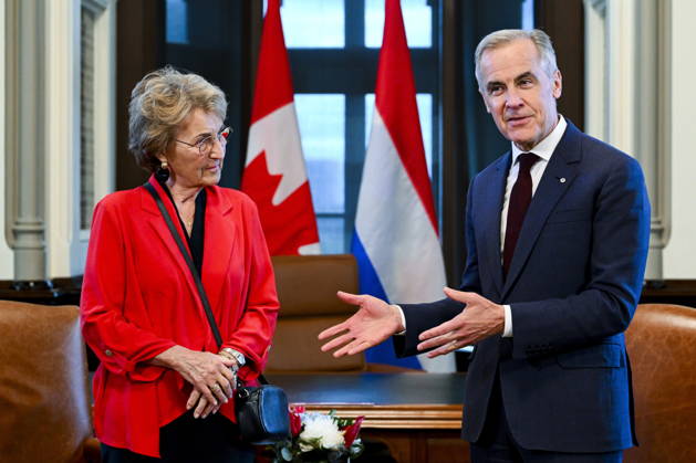 May 7, 2026, Ottawa, On, Canada: Prime Minister Mark Carney, right, meets with Princess Margriet of the Netherlands in his West Block office during an official visit in Ottawa, on Thursday, May 7, 2026. Ottawa Canada  - ZUMAc35_ 20260507_zaf_c35_058 Copyright: xSpencerxColbyx