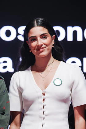Sestri Levante, Masterclasses during the RIFF Riviera International Film Festival. Pictured: Saja Kilani (Canadian-Jordanian actress of Palestinian origin, star of the film The Voice of Hind Rajab )  Copyright: xAlessandroxBremecx xipa-agency.netx xx IPA_Agency_IPA74498070