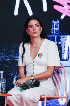 Sestri Levante, Masterclasses during the RIFF Riviera International Film Festival. Pictured: Saja Kilani (Canadian-Jordanian actress of Palestinian origin, star of the film The Voice of Hind Rajab )  Copyright: xAlessandroxBremecx xipa-agency.netx xx IPA_Agency_IPA74498084