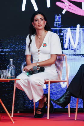 Sestri Levante, Masterclasses during the RIFF Riviera International Film Festival. Pictured: Saja Kilani (Canadian-Jordanian actress of Palestinian origin, star of the film The Voice of Hind Rajab )  Copyright: xAlessandroxBremecx xipa-agency.netx xx IPA_Agency_IPA74498085
