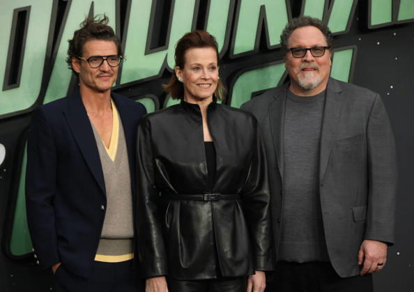 Star Wars The Mandalorian and Gogu film fan event. London, UK. Pedro Pascal , Sigourney Weaver and Jon Favreau at the Star Wars The Mandalorian and Gogu film fan event. Leicester Square. 7th May 2026. LMK11-S070526-001 Steve Bealing Landmark Media . 