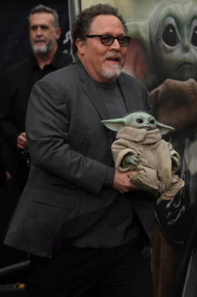 Star Wars The Mandalorian and Gogu film fan event. London, UK. Jon Favreau and Grogu at the Star Wars The Mandalorian and Gogu film fan event. Leicester Square. 7th May 2026. LMK11-S070526-001 Steve Bealing Landmark Media . 