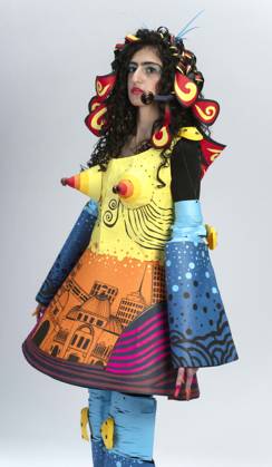 May 07,, 2026 - Denver, Colorado, USA - A model strikes a pose at the 20th Annual Denver Paper Fashion Show. Using only paper to create haute couture, fashion designers created dozens of wearable art designs for this year s show themed Folded in Time. Produced by the One Club for Creativity Denver, the runway show is a fundraiser for Downtown Aurora Visual Arts, which provides after-school arts programs for local youth. Denver USA  - ZUMAce6_ 20260507_zaf_ce6_001 Copyright: xBrianxCahnx